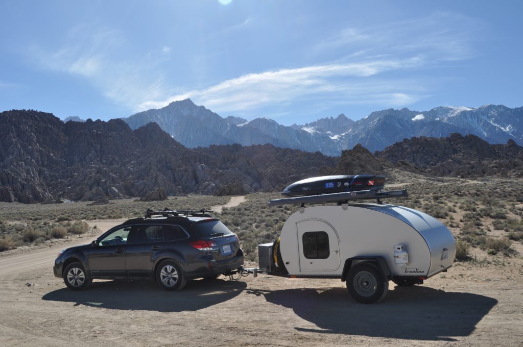 Subaru Outback and Treeline Teardrop Camper, Eastern Sierras, California