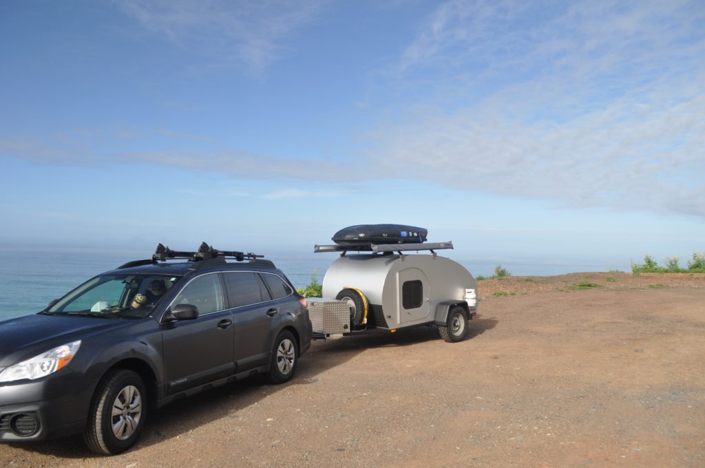 Subaru Outback and Treeline Teardrop Camper