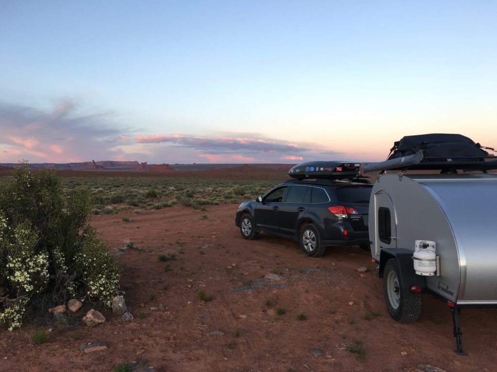 Teardrop Camper, Subaru Outback, Valley of the Gods, Utah