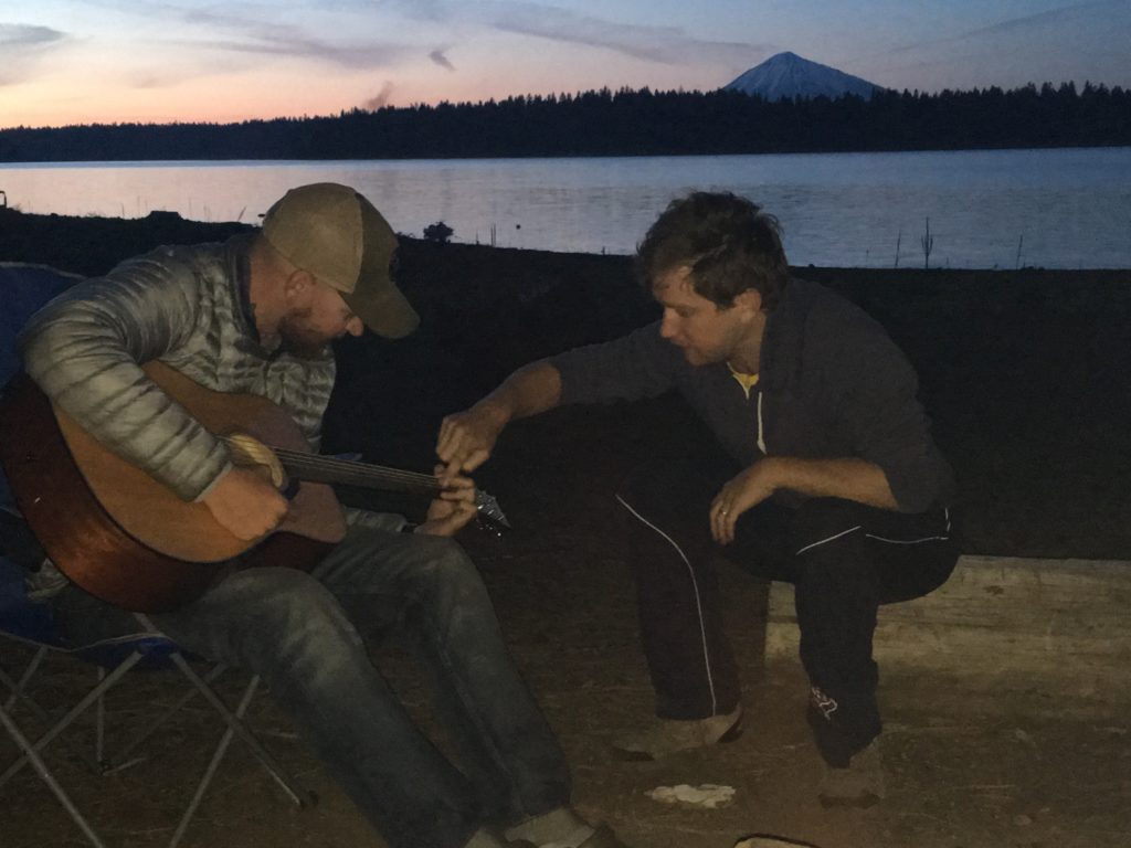 Kevin and Ryan playing guitar, Ashland, Oregon