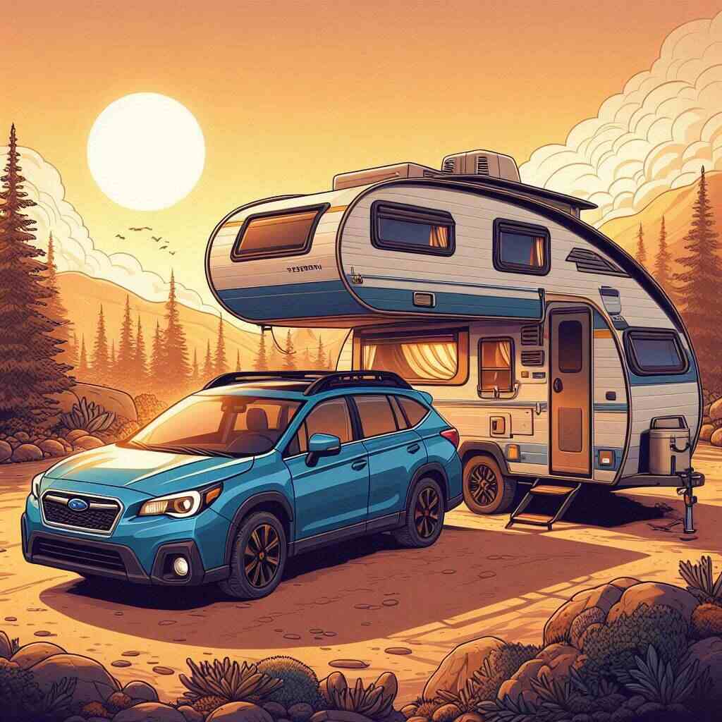 The Camper! Subaru Outback and Treeline Teardrop Camper