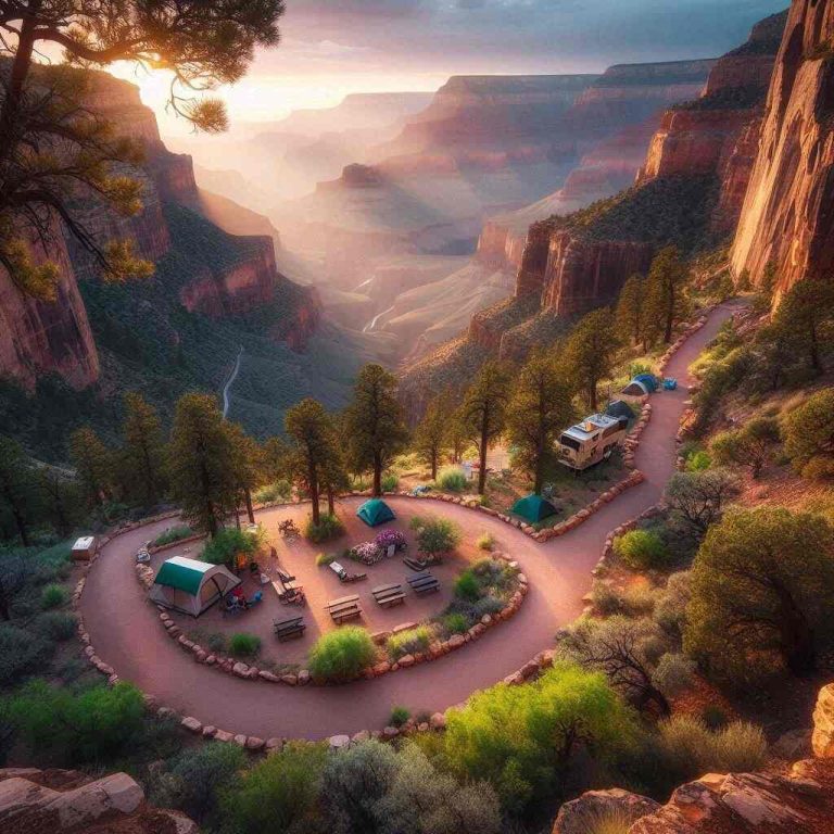 The Grand Canyon Bright Angel Trail and Campgrounds