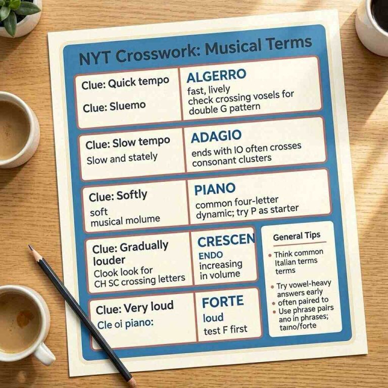 Musical Term NYT Crossword Clue Answers, Meanings, and Solving Tips