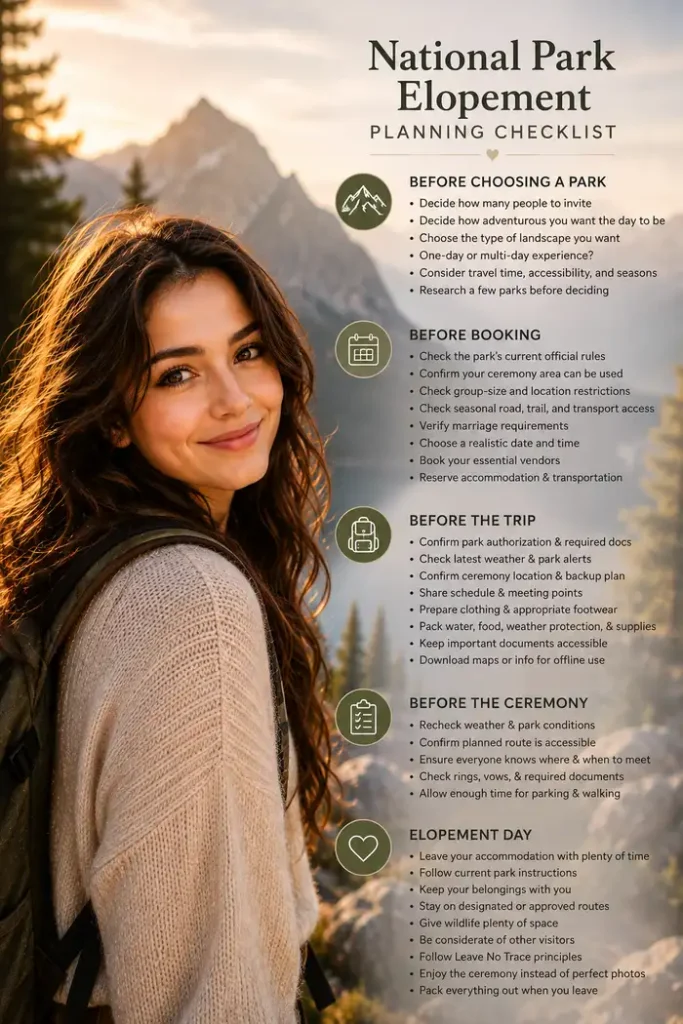 National Park Elopement Planning Checklist