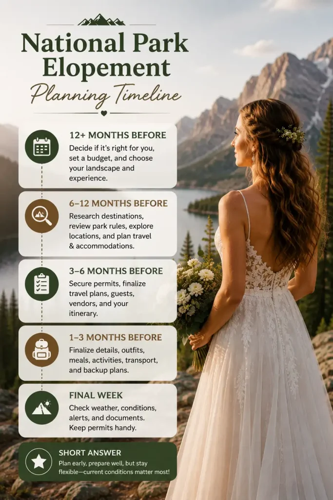 National Park Elopement Planning Timeline